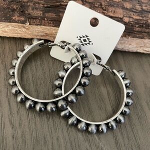Western Navajo Pearl Hoop Earrings